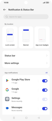 Press the indicators next to the required apps to turn the function on or off. Press the indicators next to the required apps to turn the function on or off.
