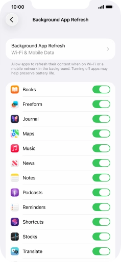 Press Background App Refresh. Press Background App Refresh.