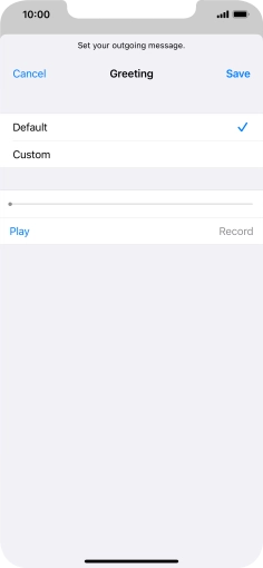 Press Default to select the default greeting. Press Default to select the default greeting.