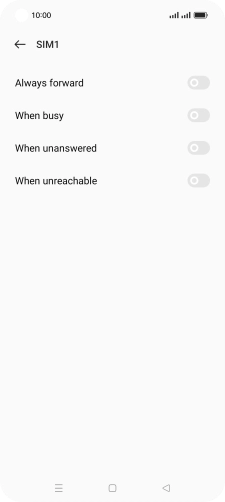Press the indicator next to the required divert type. Press the indicator next to the required divert type.