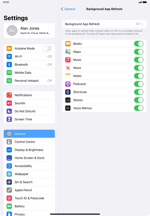 Press Background App Refresh. Press Background App Refresh.