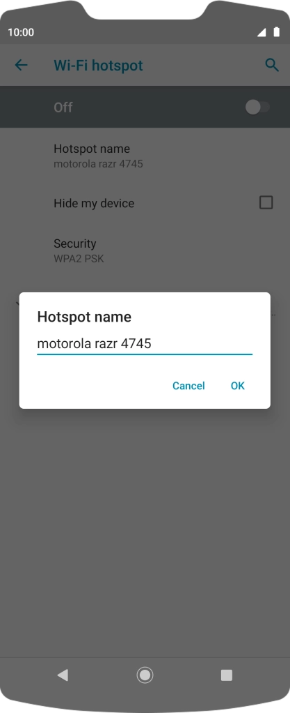 Key in the required Wi-Fi hotspot name and press OK. Key in the required Wi-Fi hotspot name and press OK.