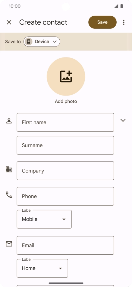 Press First name and key in the required first name. Press First name and key in the required first name.