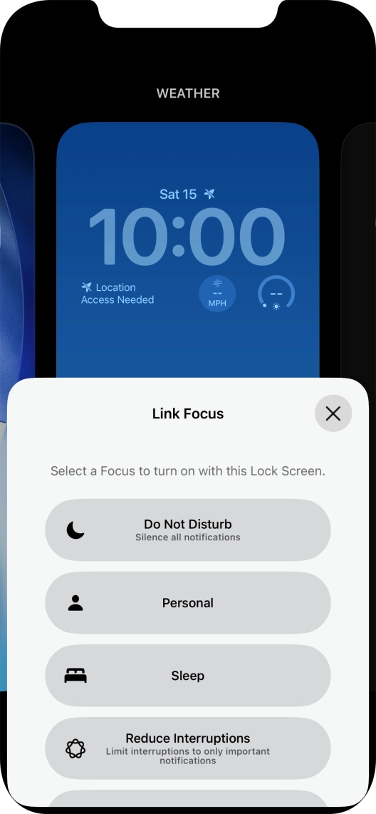 Press the required focus mode. Press the required focus mode.