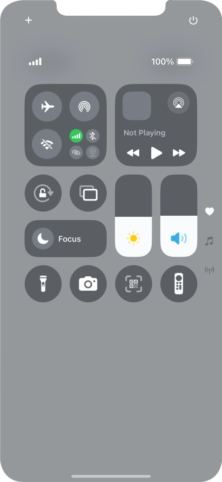 Press the flight mode icon to turn the function on or off. Press the flight mode icon to turn the function on or off.