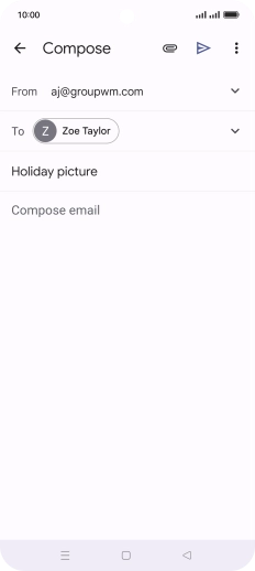 Press the text input field and write the text for your email. Press the text input field and write the text for your email.