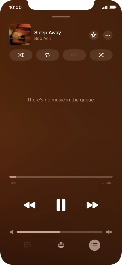 Press the shuffle icon to turn the function on or off. Press the shuffle icon to turn the function on or off.