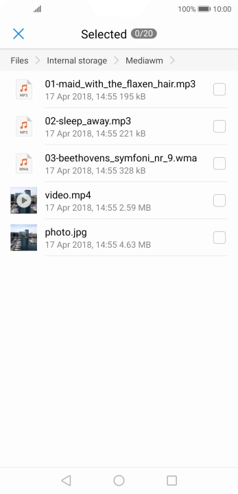 Press the required file. Press the required file.
