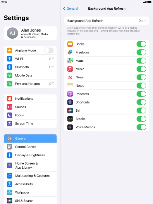 Press Background App Refresh. Press Background App Refresh.