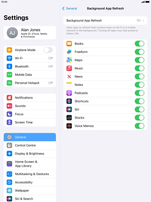 Press Background App Refresh. Press Background App Refresh.