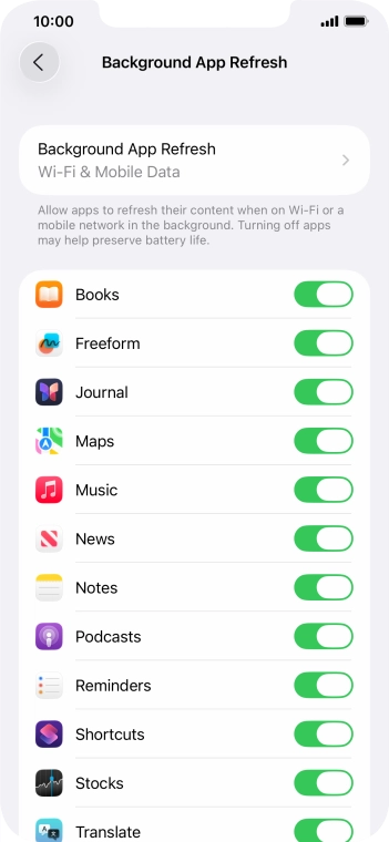 Press Background App Refresh. Press Background App Refresh.