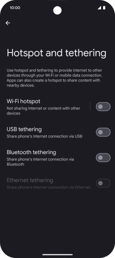 Press Wi-Fi hotspot. Press Wi-Fi hotspot.