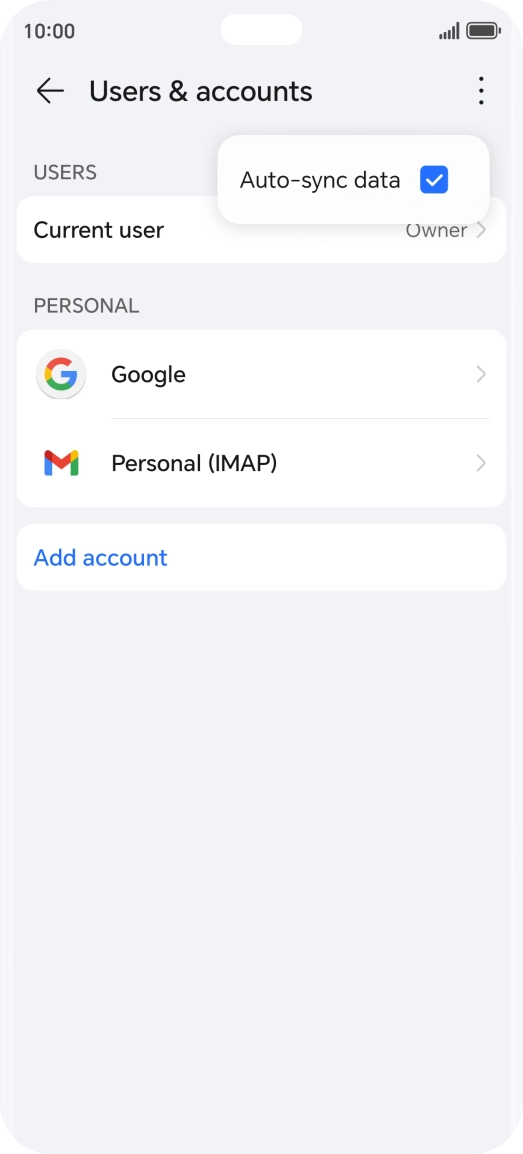 Press Auto-sync data to turn the function on or off. Press Auto-sync data to turn the function on or off.
