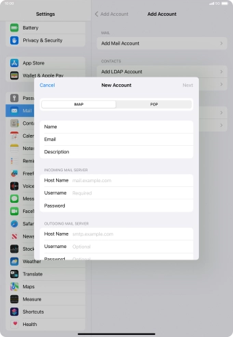 Press IMAP. Press IMAP.