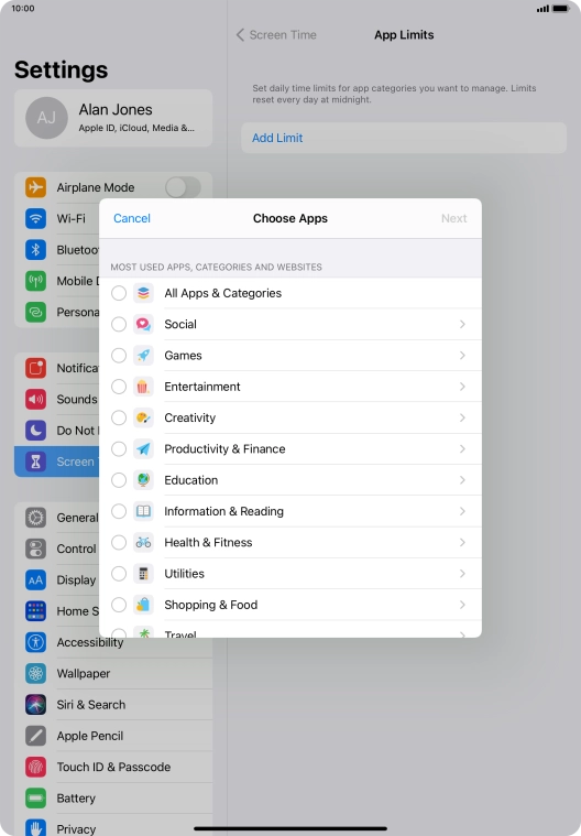 Press the required categories. Press the required categories.