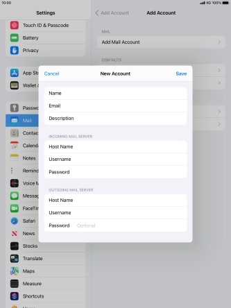 Press Password and key in the password for your email account. Press Password and key in the password for your email account.