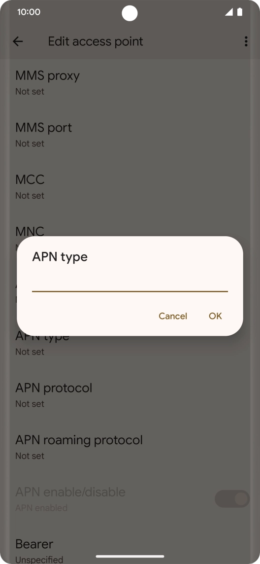 Key in default and press OK. Key in default and press OK.
