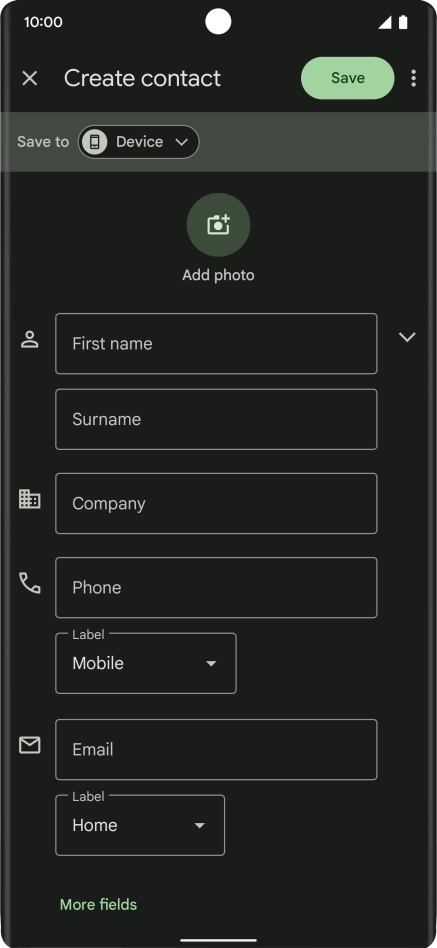 Press First name and key in the required first name. Press First name and key in the required first name.