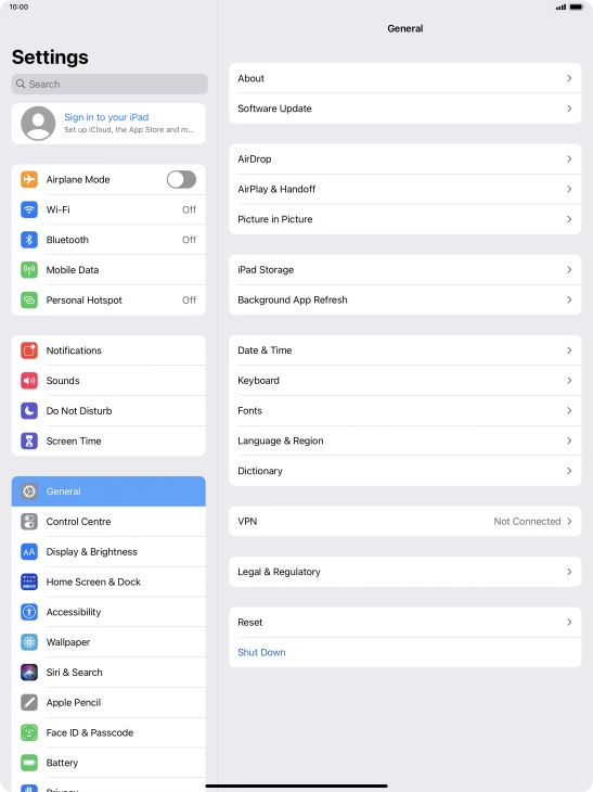 Press Sign in to your iPad. Press Sign in to your iPad.