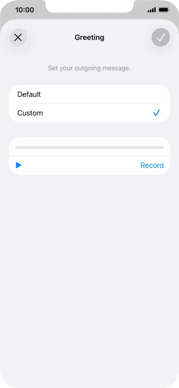 Press Record to start recording a personal greeting. Press Record to start recording a personal greeting.