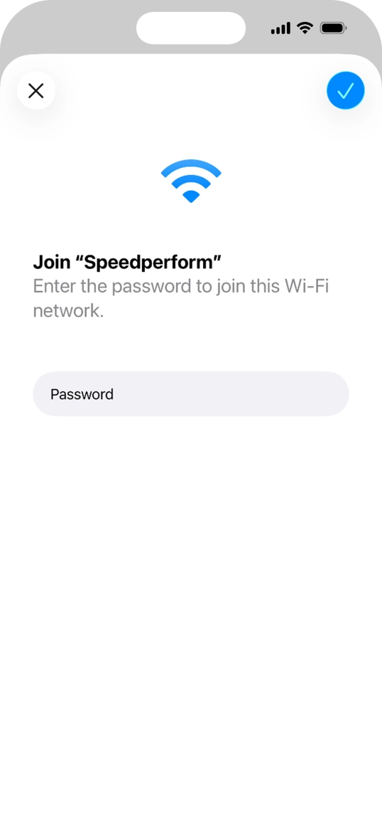 Key in the password for the Wi-Fi network and press the confirm icon. Key in the password for the Wi-Fi network and press the confirm icon.