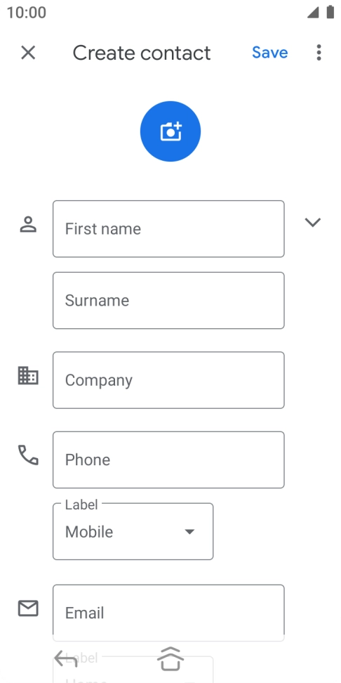 Press First name and key in the first name. Press First name and key in the first name.