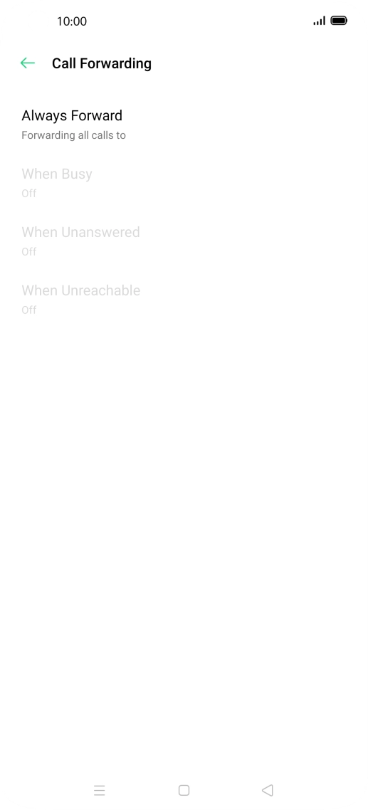 Press the required divert type. Press the required divert type.