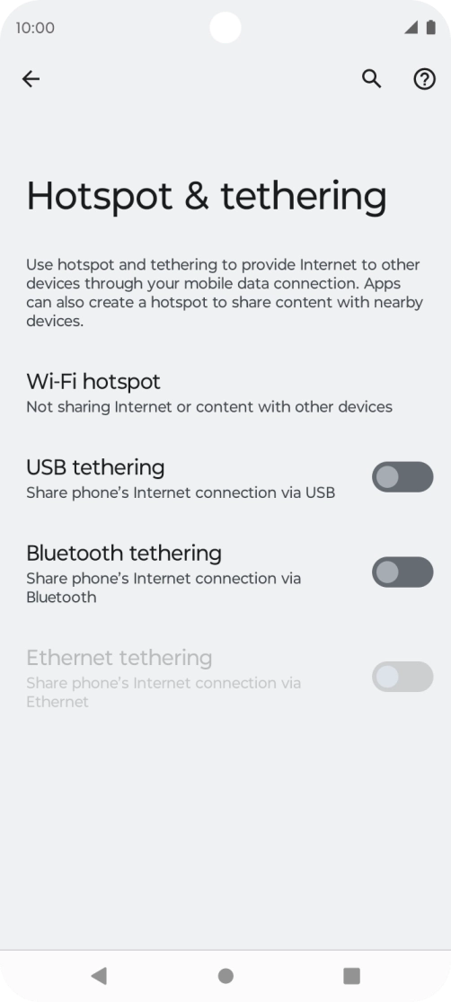 Press Wi-Fi hotspot. Press Wi-Fi hotspot.