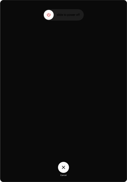 Press and drag the power off icon right. Press and drag the power off icon right.