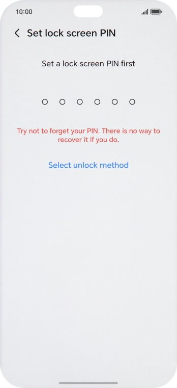 Press Select unlock method. Press Select unlock method.