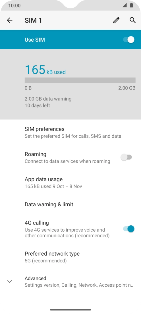 Press Preferred network type. Press Preferred network type.