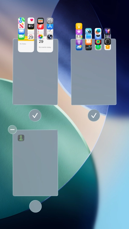 Press the delete icon next to the required home screen page. Press the delete icon next to the required home screen page.