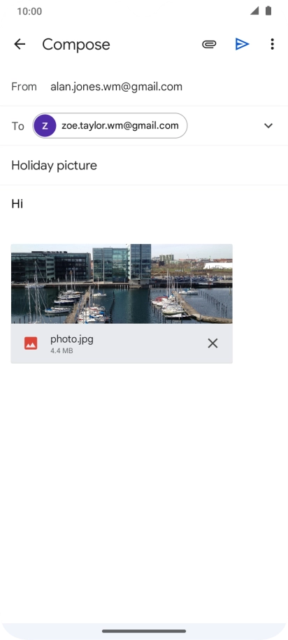Press the send icon when you've finished your email. Press the send icon when you've finished your email.