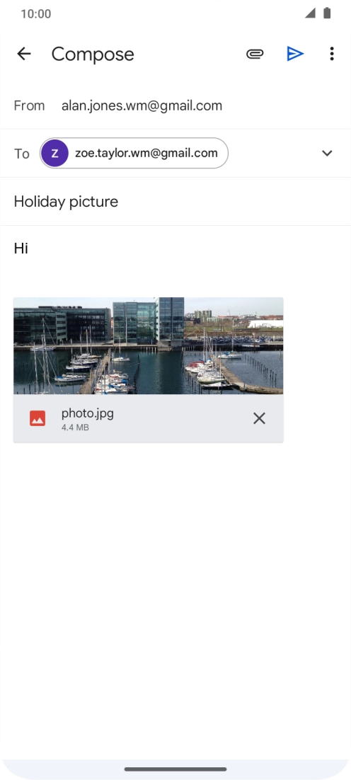 Press the send icon when you've finished your email. Press the send icon when you've finished your email.
