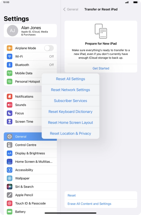 Press Reset All Settings. Press Reset All Settings.