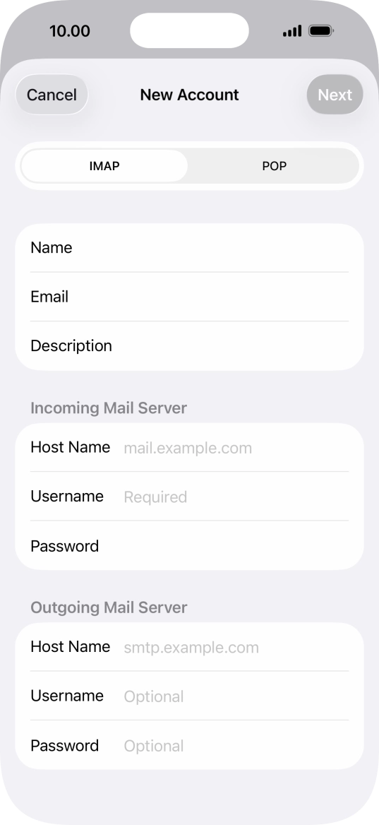 Press IMAP. Press IMAP.