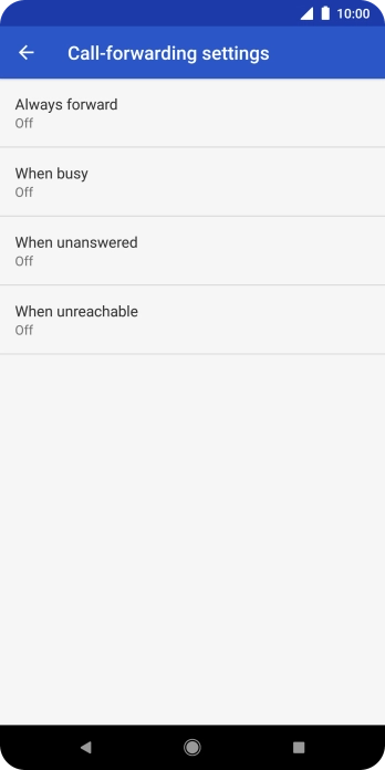 Press the required divert type. Press the required divert type.