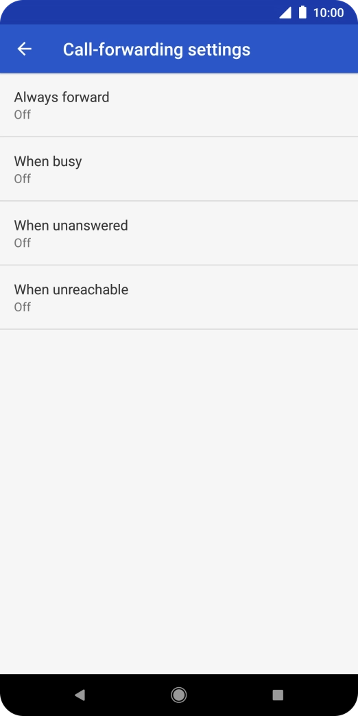 Press the required divert type. Press the required divert type.