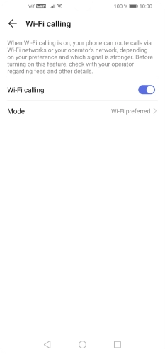 When Wi-Fi calling is active, the Wi-Fi calling icon is displayed. When Wi-Fi calling is active, the Wi-Fi calling icon is displayed.