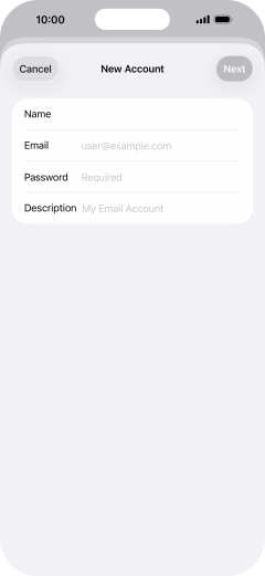 Press Password and key in the password for your email account. Press Password and key in the password for your email account.
