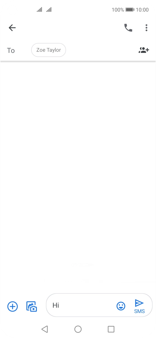 Press the send icon when you've finished your SMS. Press the send icon when you've finished your SMS.