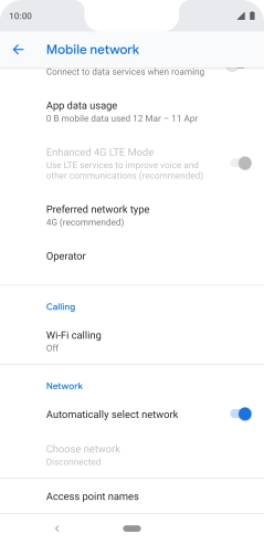 Press Preferred network type. Press Preferred network type.