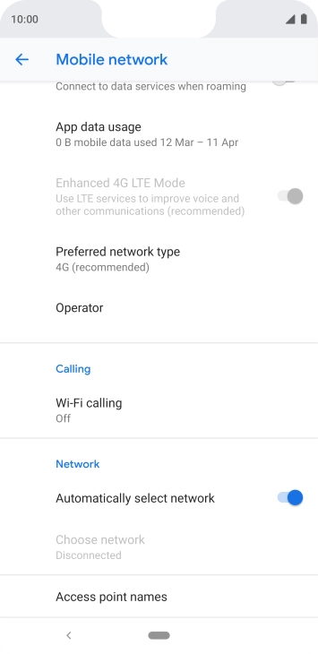 Press Preferred network type. Press Preferred network type.
