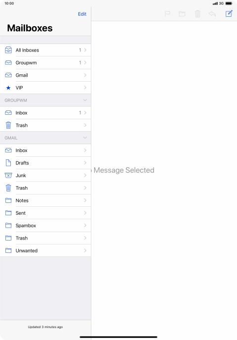 Press the required email account. Press the required email account.