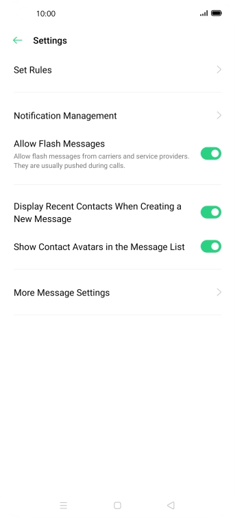 Press More Message Settings. Press More Message Settings.