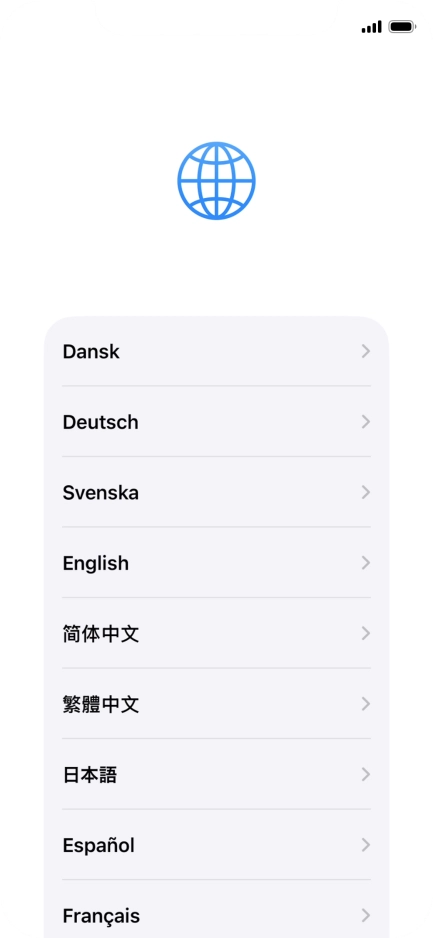 Press the required language. Press the required language.
