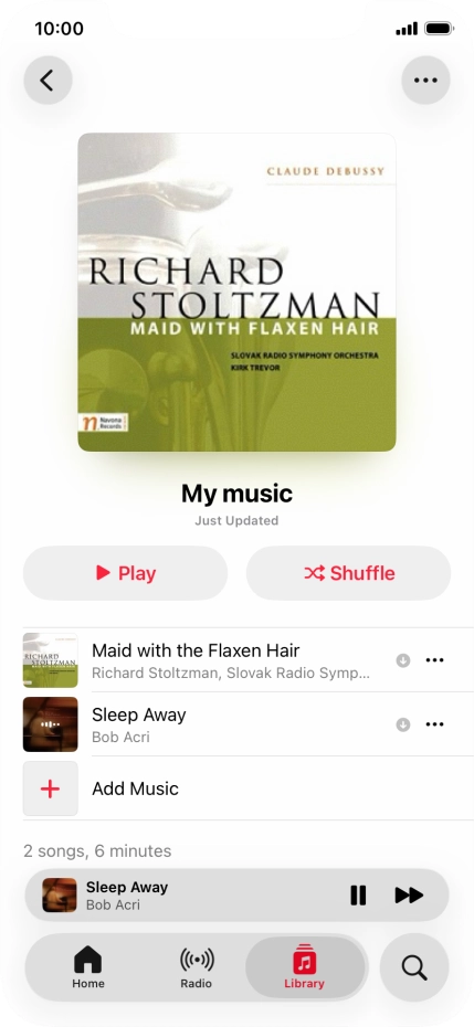 Press the song title. Press the song title.