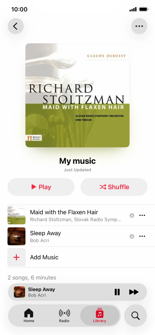 Press the song title. Press the song title.