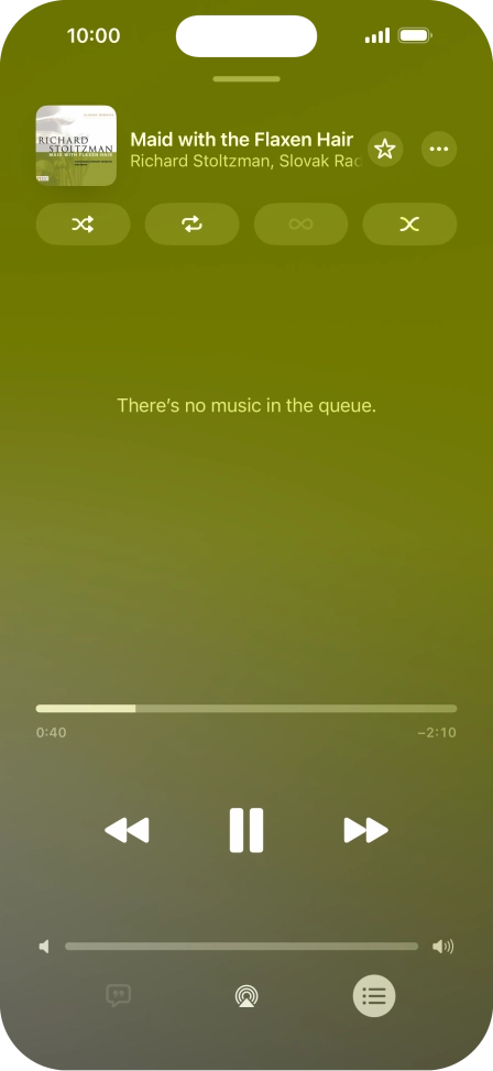 Press the shuffle icon to turn the function on or off. Press the shuffle icon to turn the function on or off.