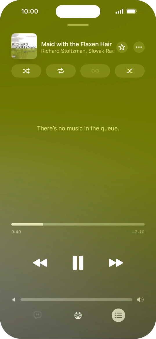 Press the shuffle icon to turn the function on or off. Press the shuffle icon to turn the function on or off.
